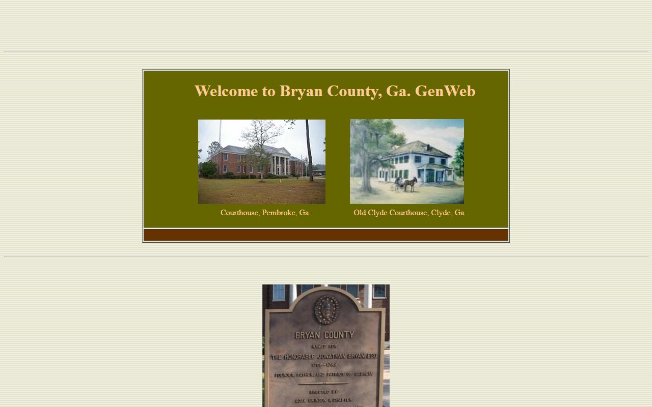 Bryan County GAGenWeb genealogy resources page