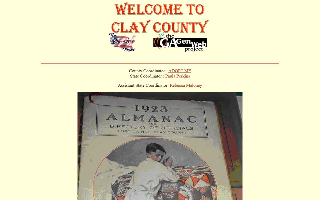 Clay County GAGenWeb genealogy resources page