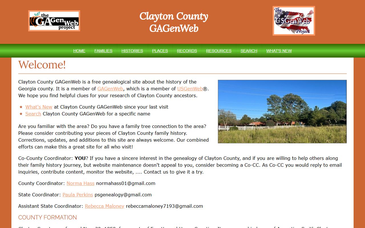 Clayton County GAGenWeb genealogy resources page