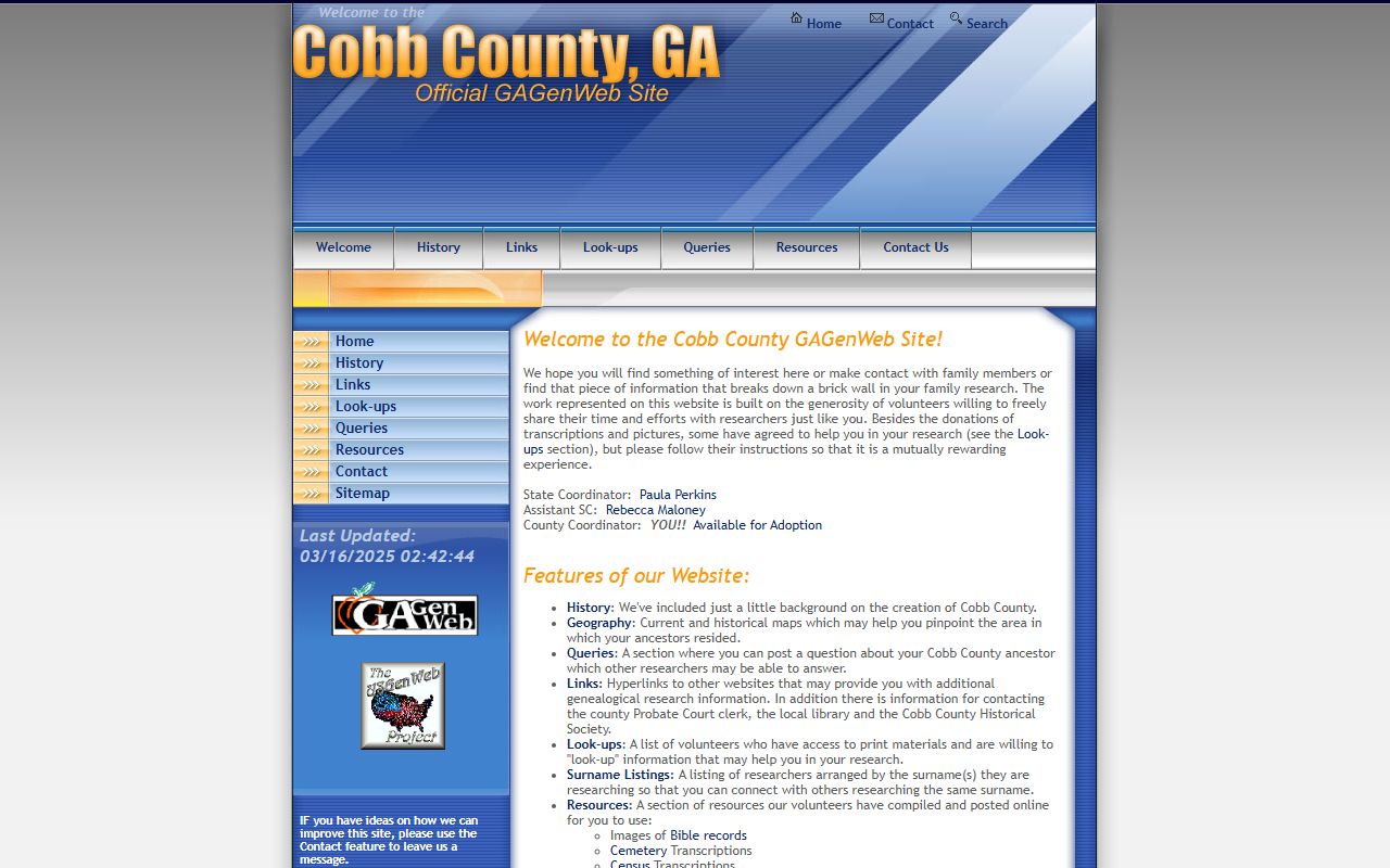 Cobb County GAGenWeb genealogy resources page