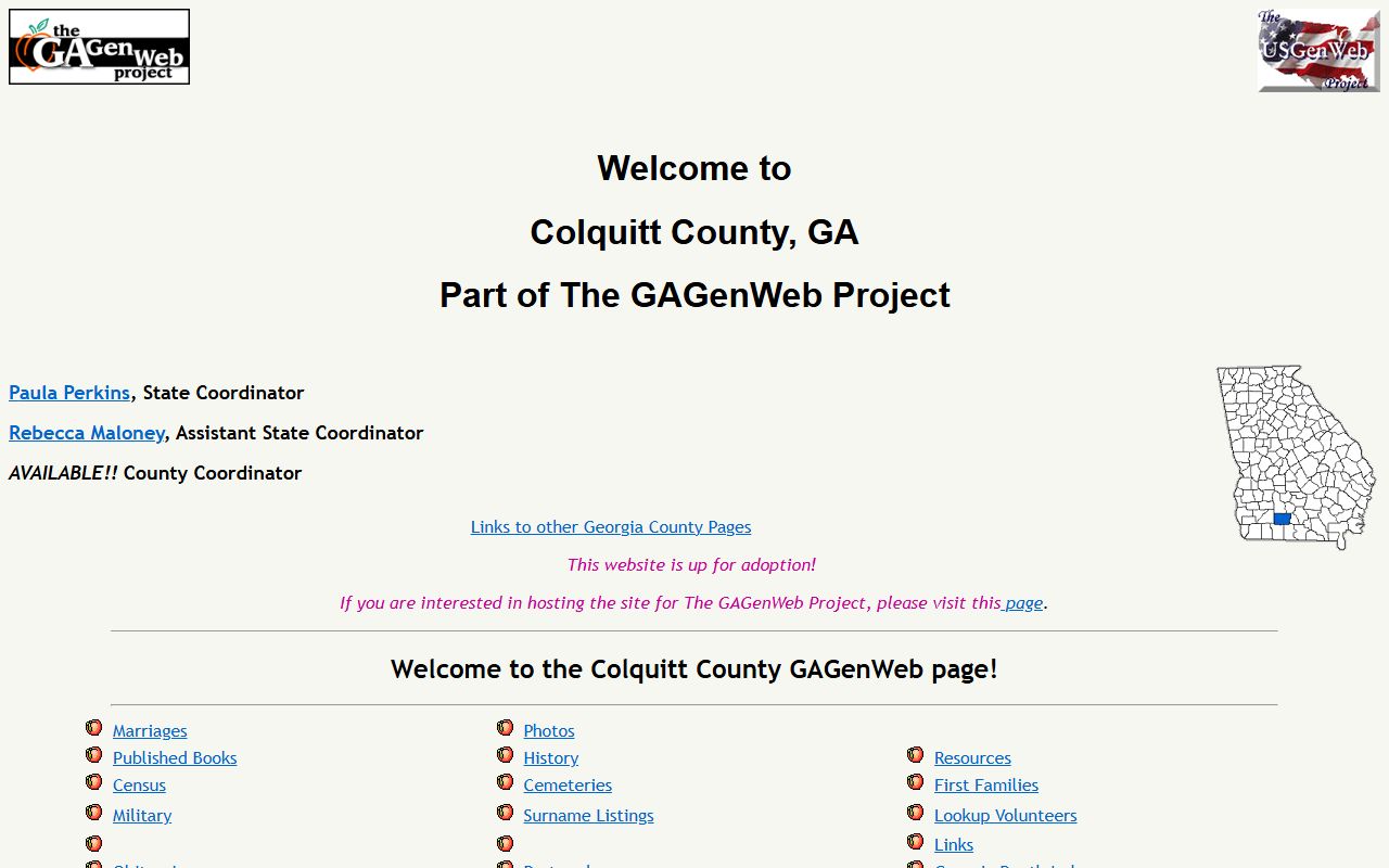 Colquitt County GAGenWeb genealogy resources page