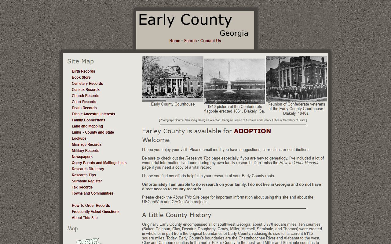 Early County GAGenWeb genealogy resources page