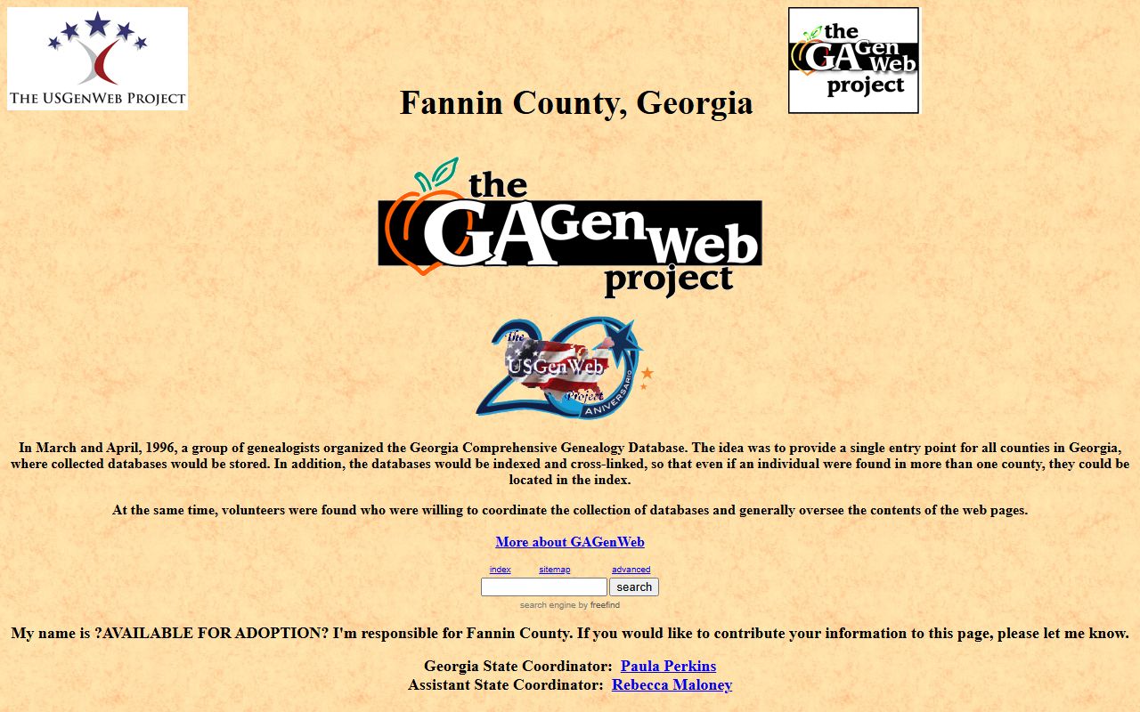 Fannin County GAGenWeb genealogy resources page