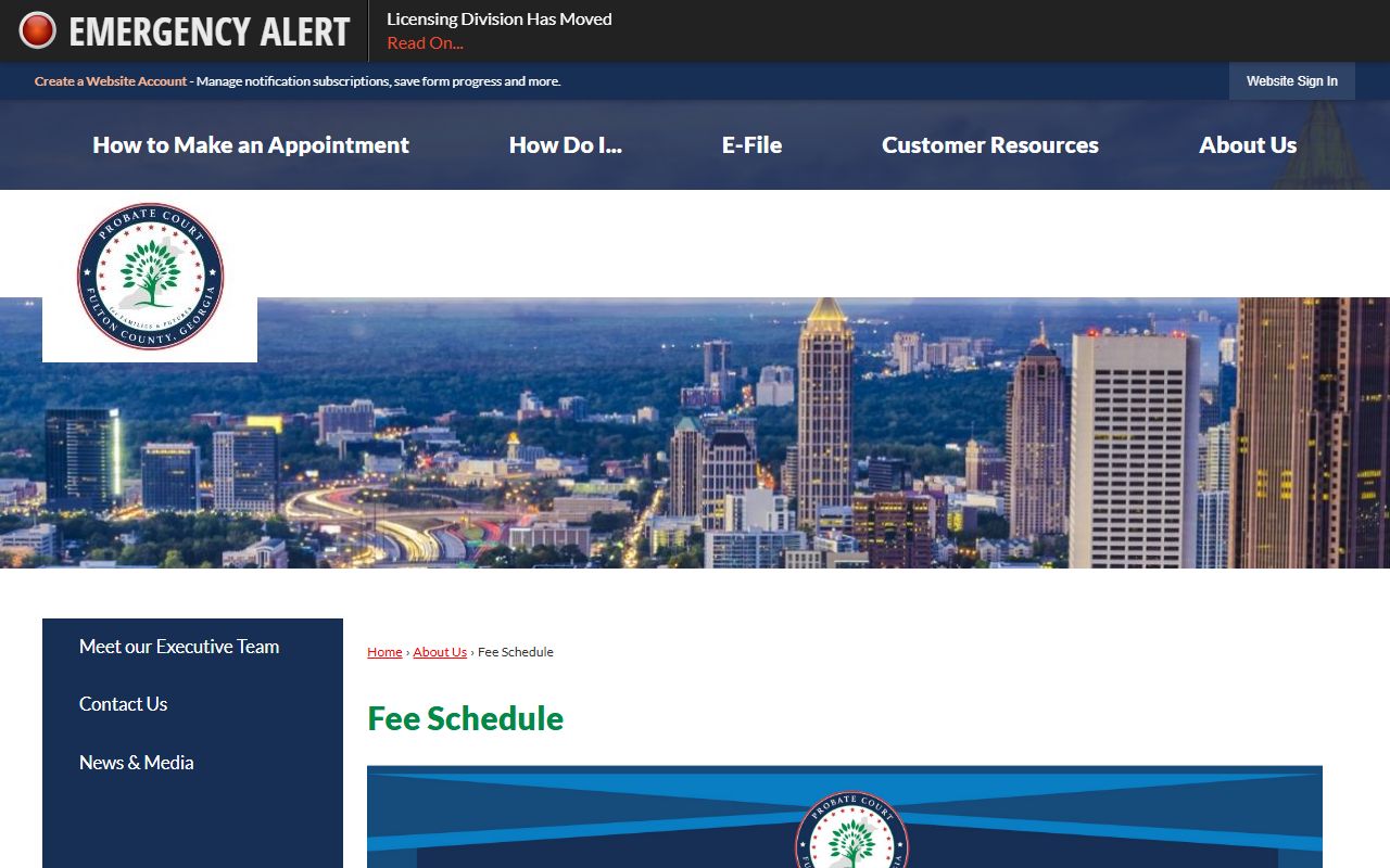 Fulton County Probate Court fee schedule for genealogy records