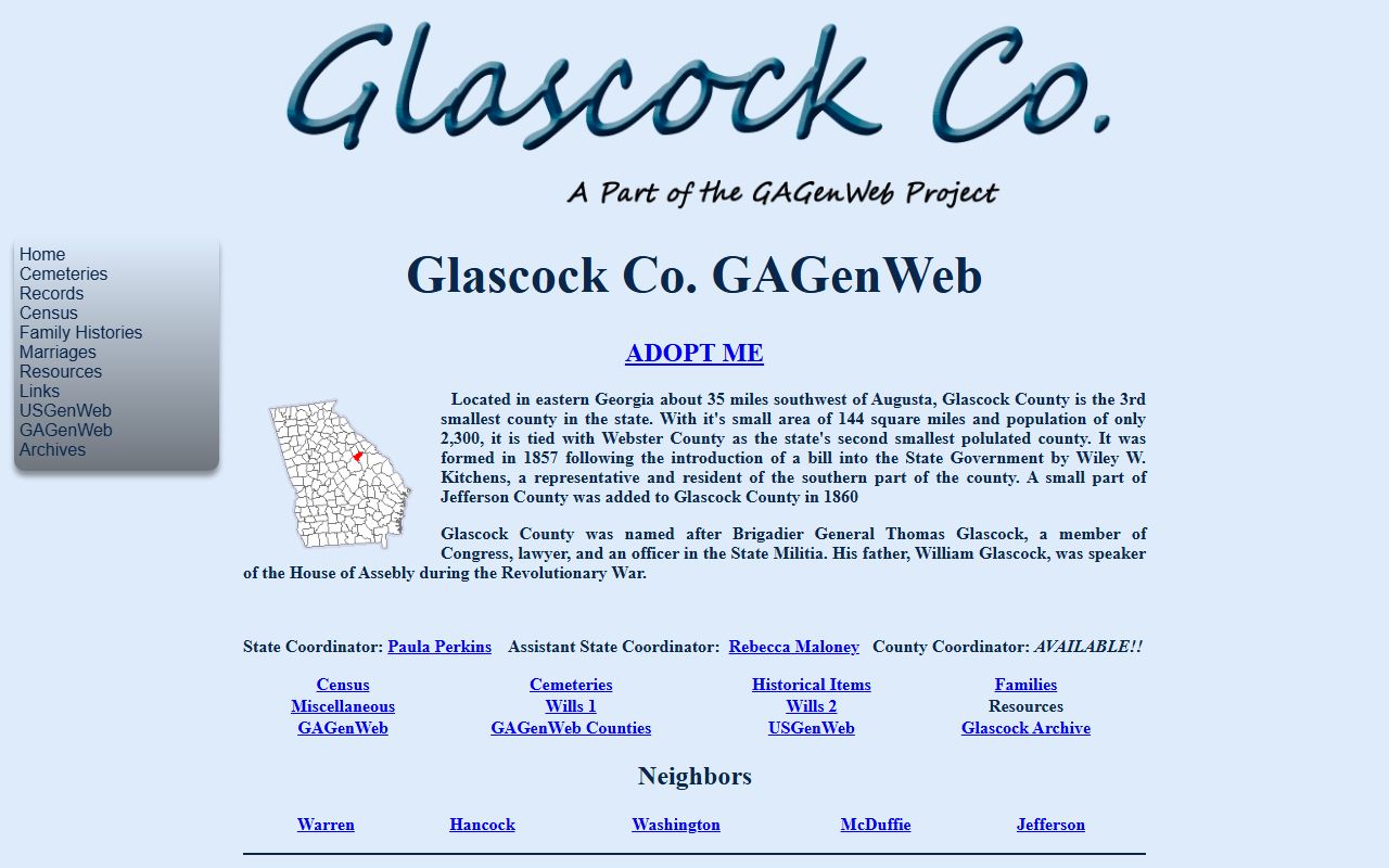 Glascock County GAGenWeb genealogy resources page