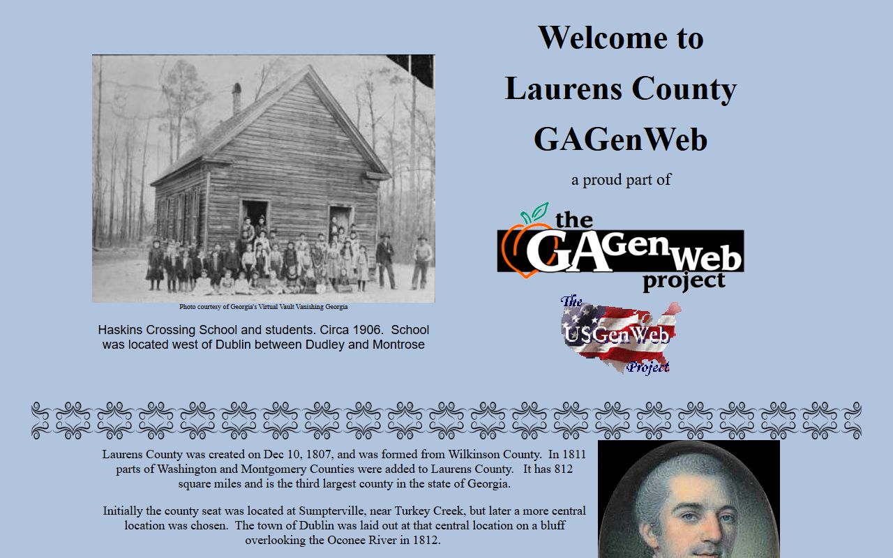 Laurens County GAGenWeb genealogy resources page