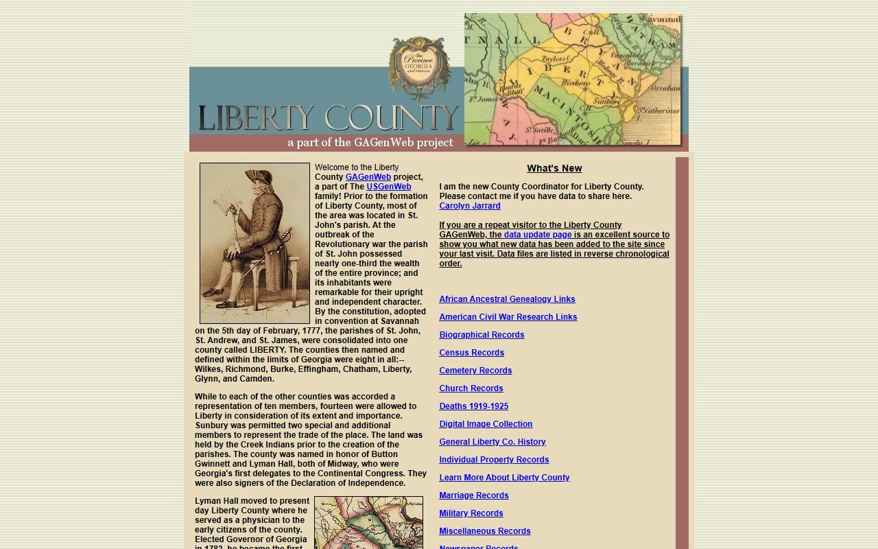 Liberty County GAGenWeb genealogy resources page