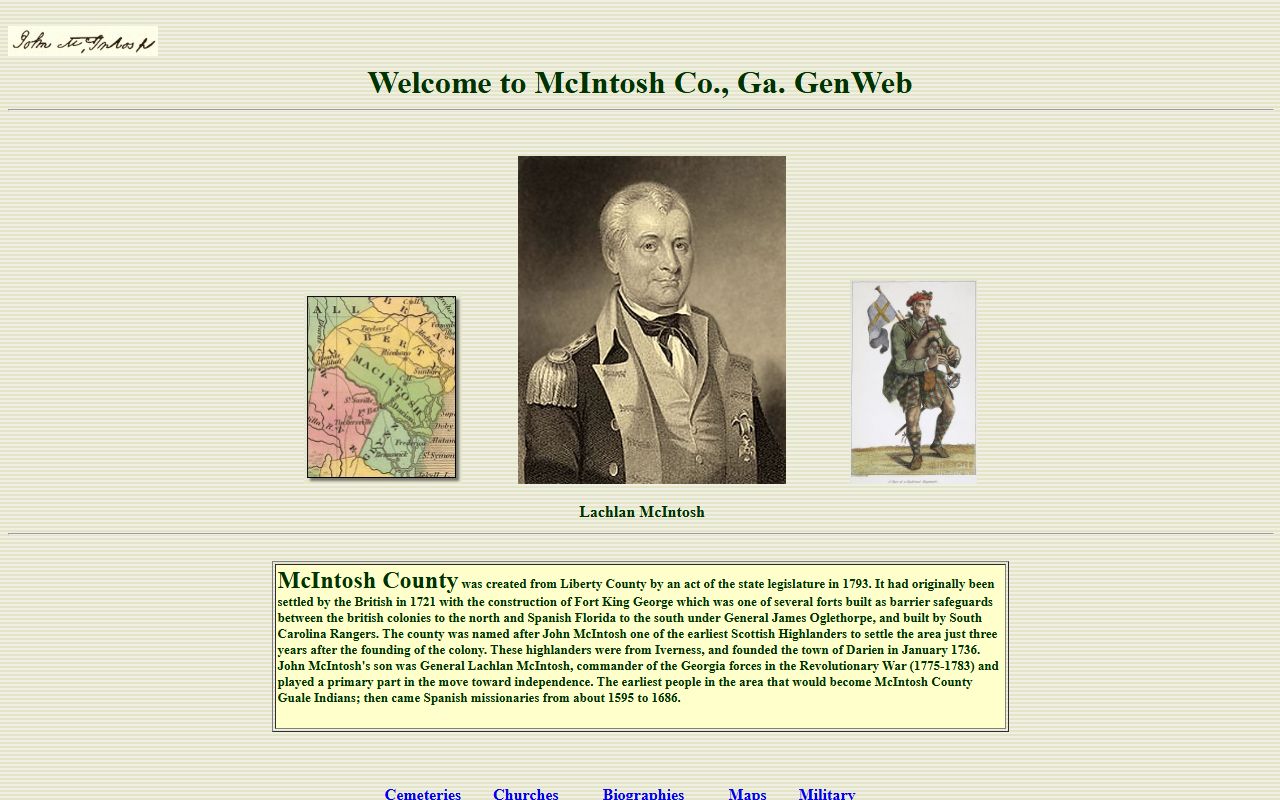 McIntosh County GAGenWeb genealogy resources page