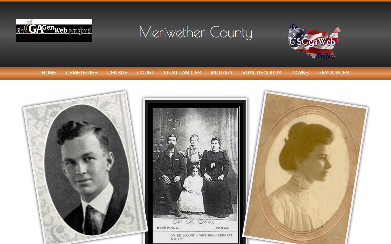 Meriwether County GAGenWeb genealogy resources page