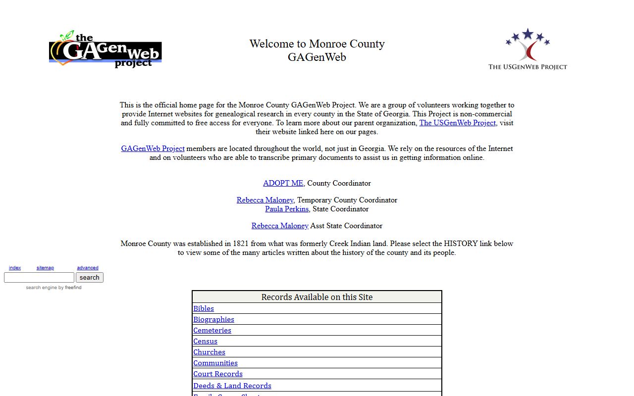Monroe County GAGenWeb genealogy resources page