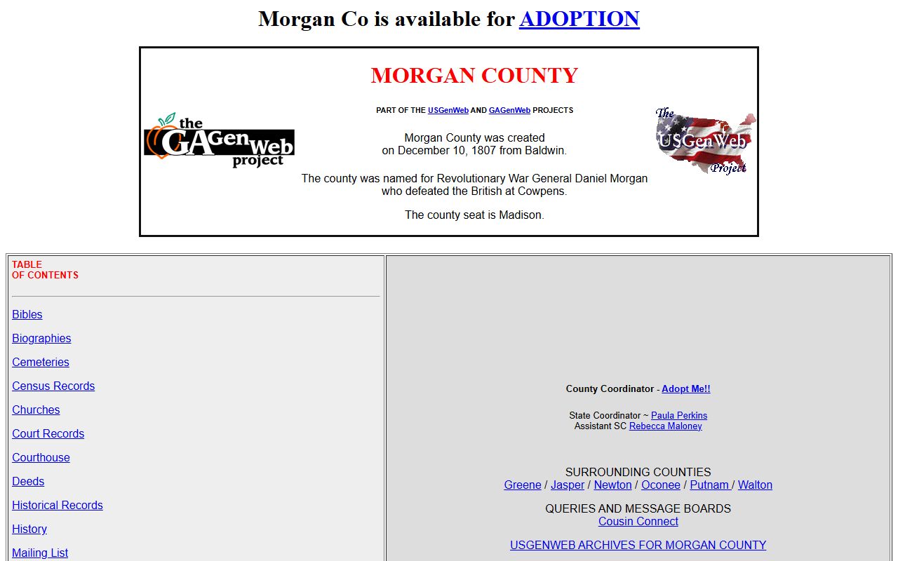 Morgan County GAGenWeb genealogy resources page