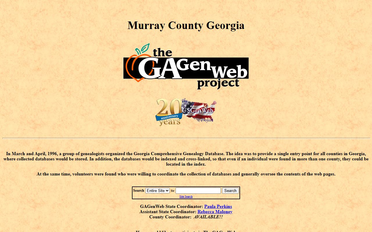 Murray County GAGenWeb genealogy resources page
