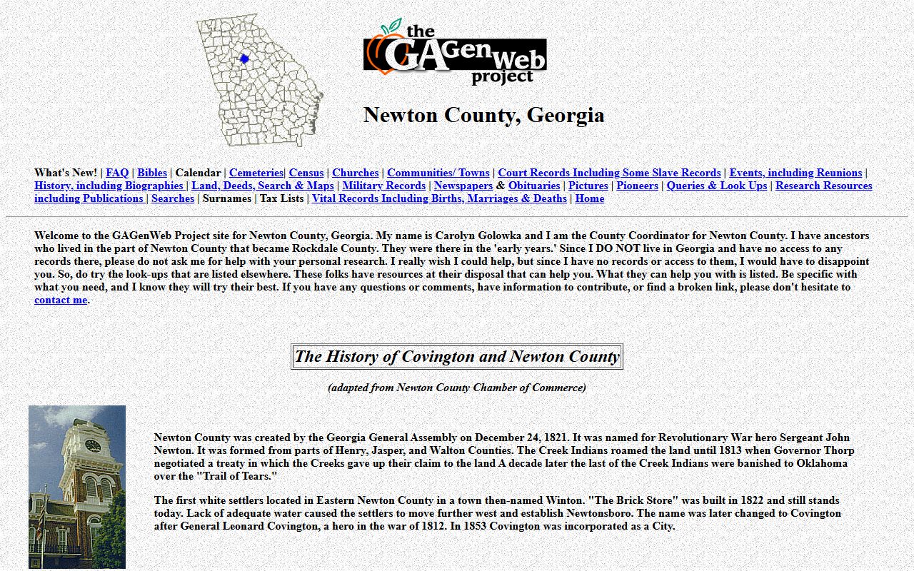 Newton County GAGenWeb genealogy resources page