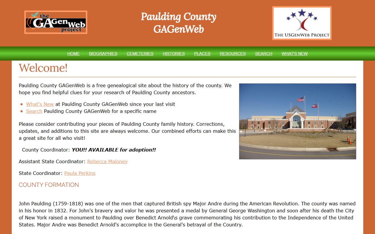 Paulding County GAGenWeb genealogy resources page