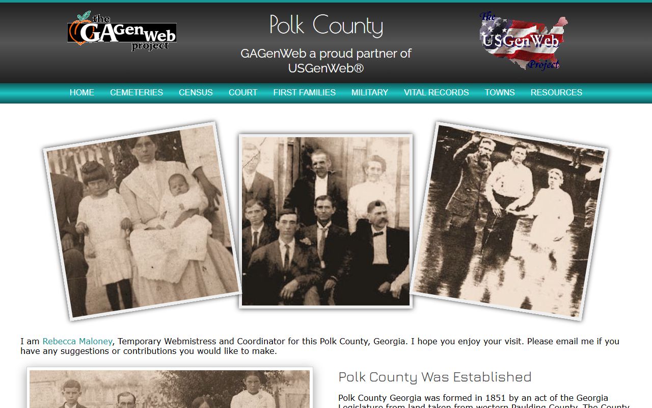 Polk County GAGenWeb genealogy resources page