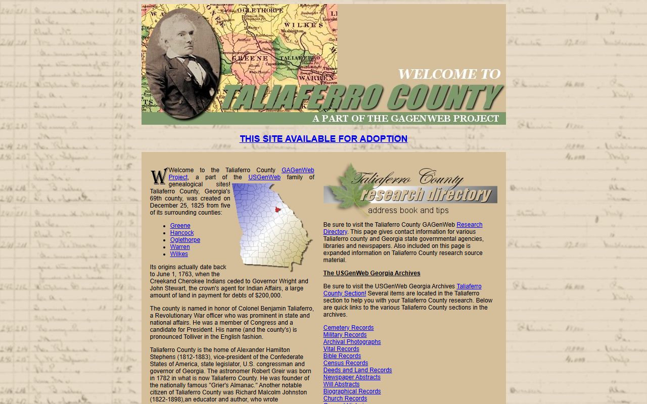 Taliaferro County GAGenWeb genealogy resources page