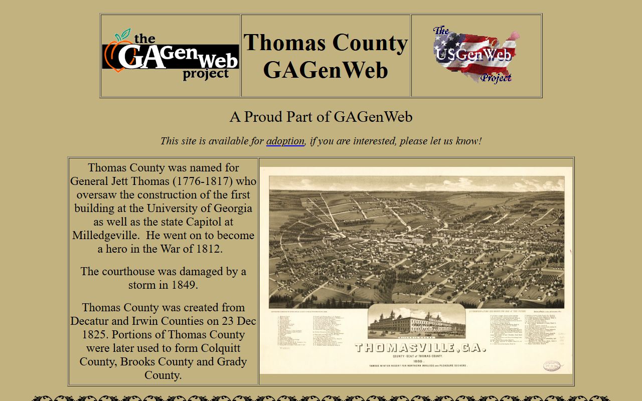 Thomas County GAGenWeb genealogy resources page