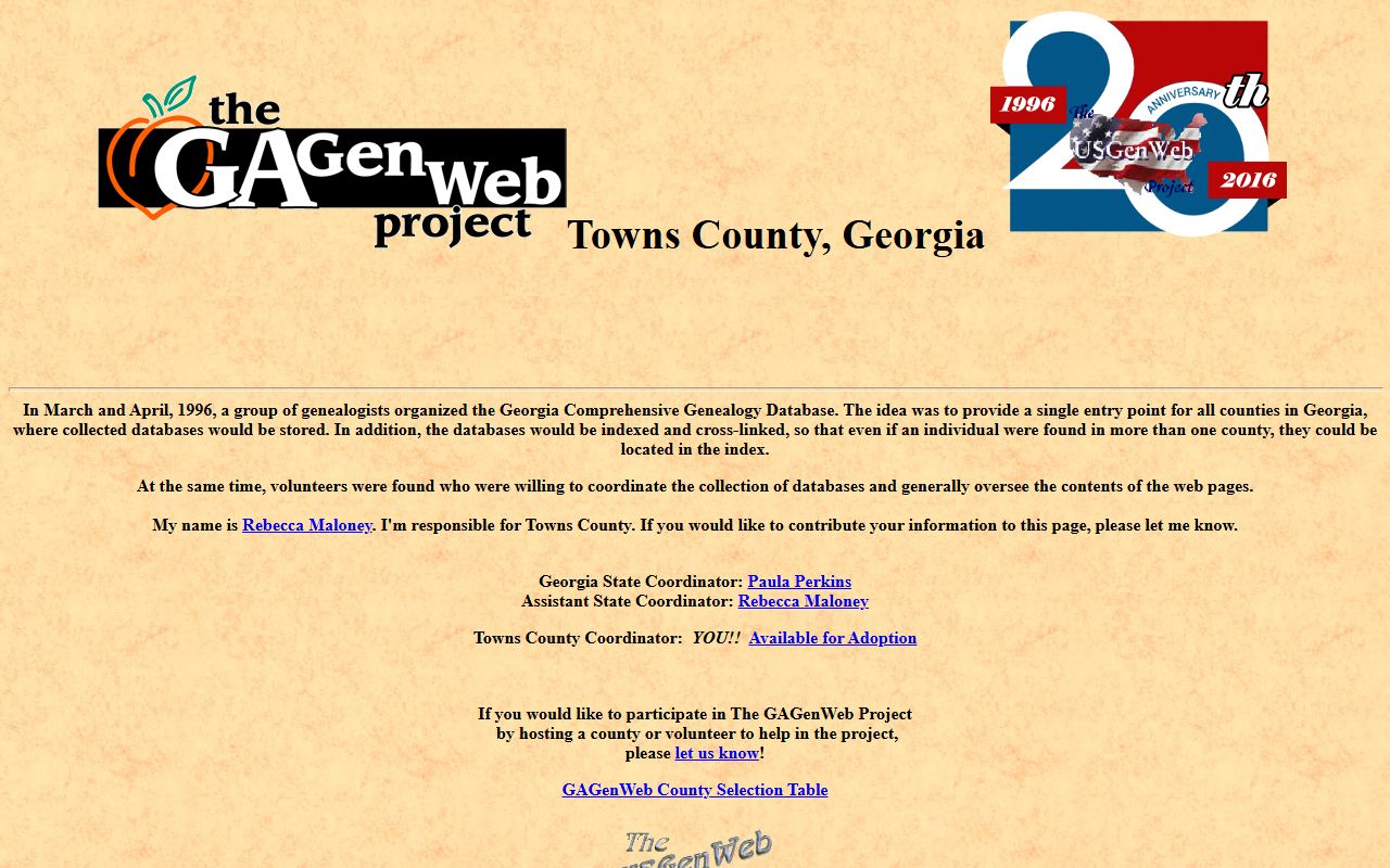 Towns County GAGenWeb genealogy resources page