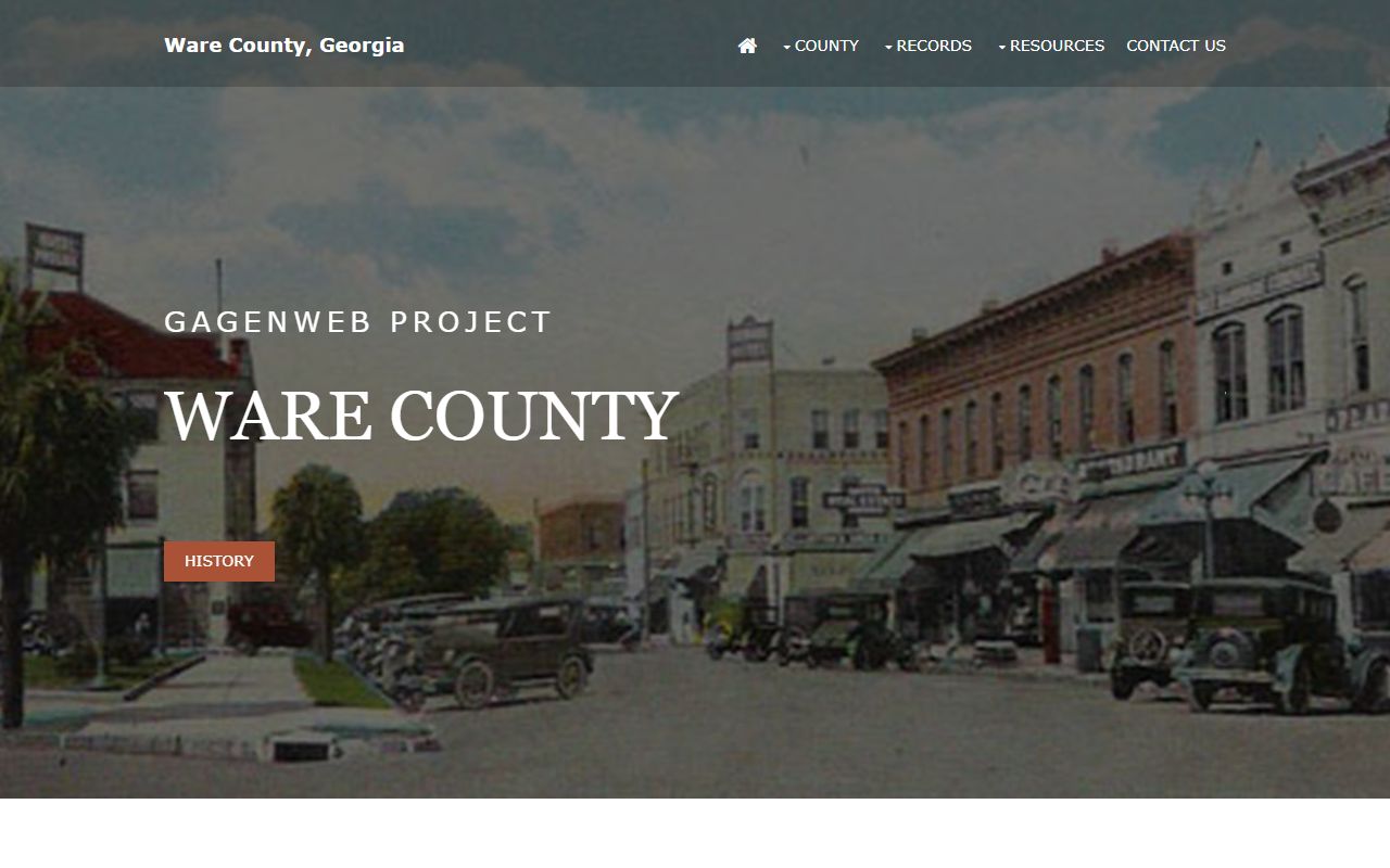 Ware County GAGenWeb genealogy resources page