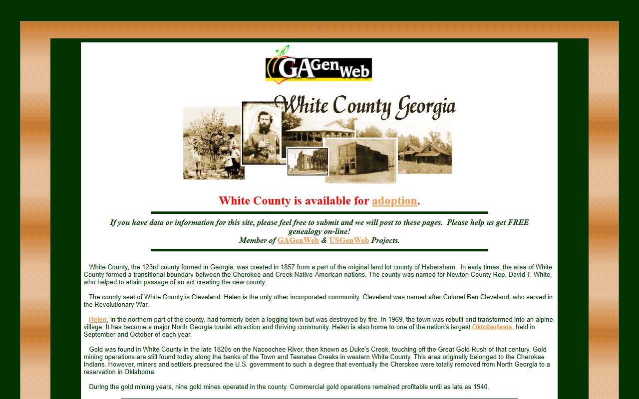 White County GAGenWeb page for genealogy records