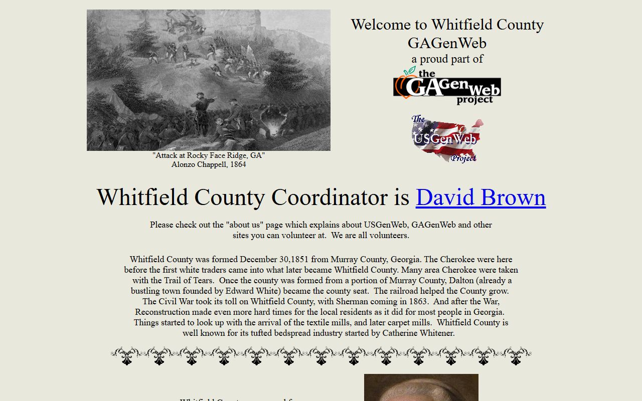 Whitfield County GAGenWeb page for genealogy records