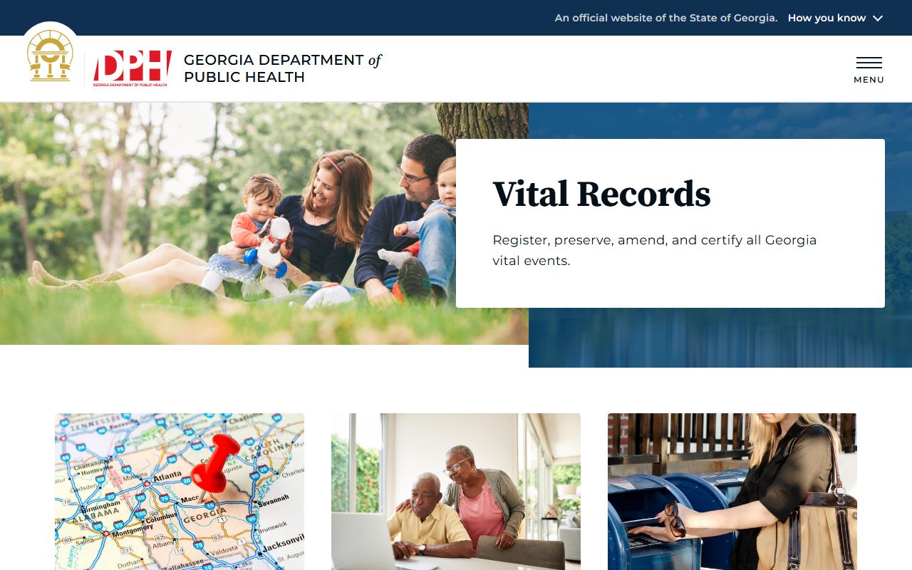 Georgia DPH vital records portal for genealogy