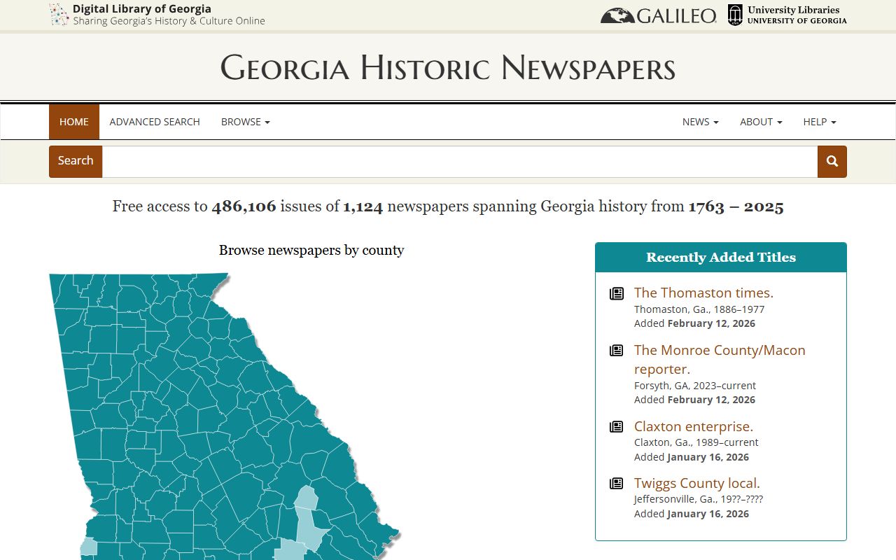 Georgia historic newspapers archive for genealogy research
